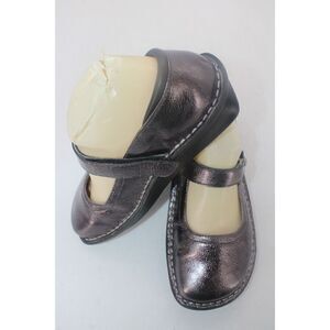 Alegria Belle Pewter Crinkle Size 38 US 8-8.5 Leather Comfort Shoes BEL-207
